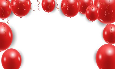 Beyaz arkaplandaki kırmızı balonların vektör çizimi.