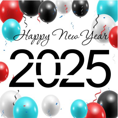 Havai fişeklerle 2025 mutlu yıllar. vektör illüstrasyonu