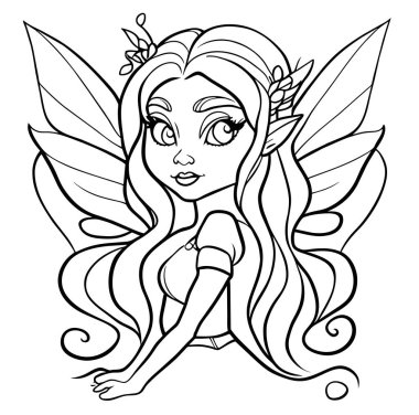 Bu harika Peri temalı sayfa boyama vektörünü alın