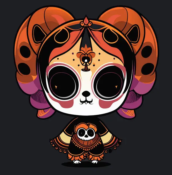 Bu harika Kawaii Cadılar Bayramı temalı Tshirt tasarım vektörünü alın