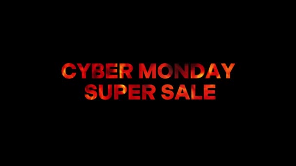 Cyber Monday Super Venda Cyber Monday Super Venda Fogo Texto — Vídeo de Stock