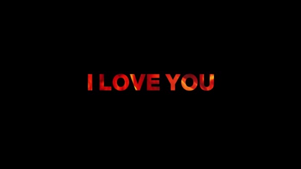 Jag Älskar Dig Jag Älskar Dig Eld Text Animation — Stockvideo