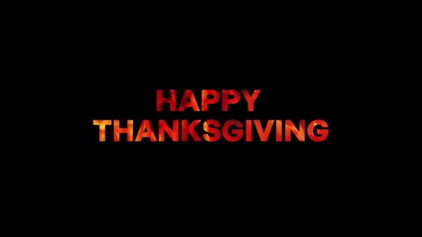 Gelukkige Thanksgiving Vuur Tekst Animatie — Stockvideo
