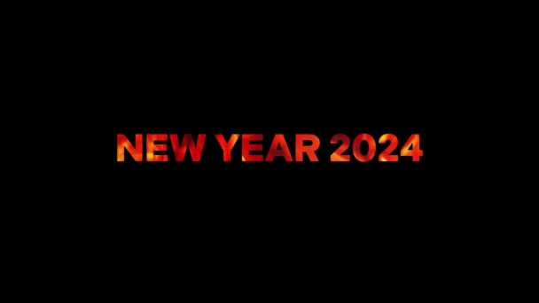Nieuwjaar 2024 Nieuwjaar 2024 Vuurtekst Animatie — Stockvideo