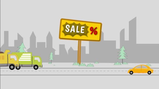Verkaufswerbetafeln Effektives Produktmarketing Bei Starkem Verkehr Veranschaulichen — Stockvideo