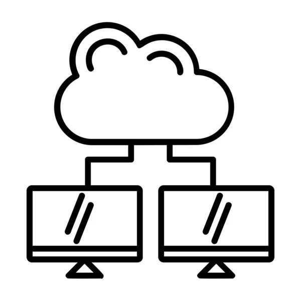 Ícone Linha Vetorial Computação Nuvem — Vetor de Stock