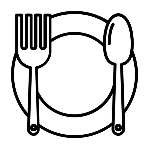餐具图标的详细轮廓风格 — 图库矢量图片