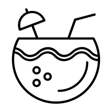 Yaz kokteyli ikonu, çizgi tarzı.