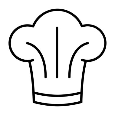 Şef vektör ikonu. Taslak vektör simgesi. Beyaz arka planda. Şef şapkası.