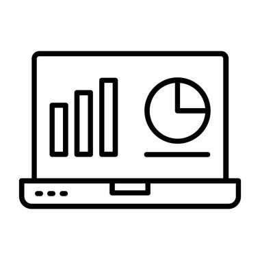 Grafik çizelgesi simgesi olan bilgisayar monitörü. vektör illüstrasyonu