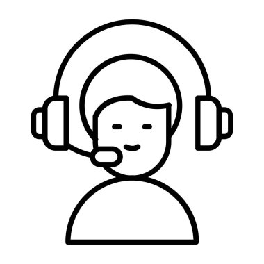 Çağrı merkezi operatör simgesi vektörü. Çağrı merkezi operatör kodu. izole edilmiş sınır sembolü çizimi