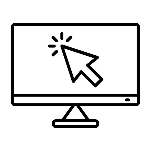 矢印ラインとアイコンを埋めるコンピュータ — ストックベクタ