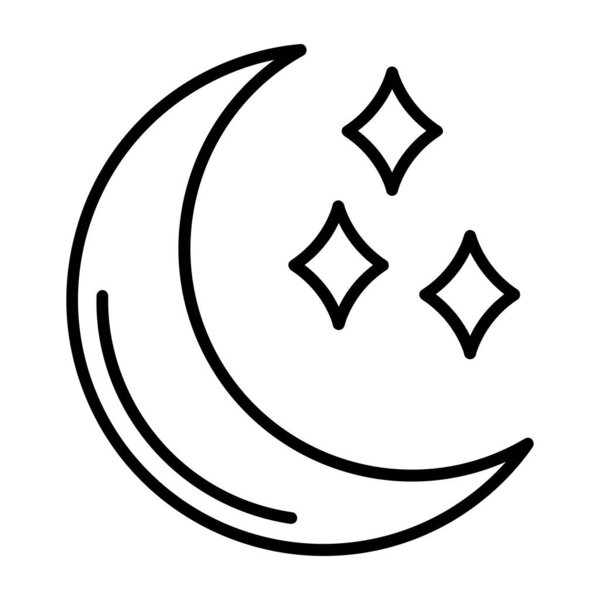 полумесяц, звезды, иконка контура