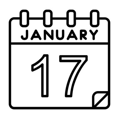 17 Ocak tarihli tek günlük takvim, beyaz takvimdeki basit takvim simgesi, Ocak ayı