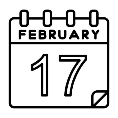 Şubat 25 tarih simgesi tasarımı, tek satır simgesi günü, tarih günü tema vektör ilüstrasyonu