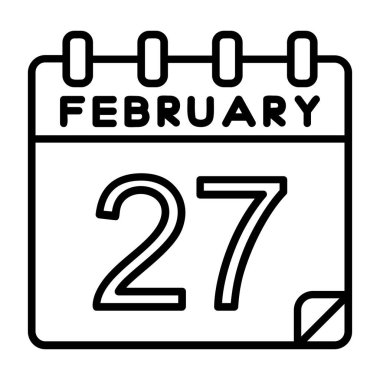 27 Şubat 'ta. Takvimin 27 'sinde, sadece bir tarih, kış için beyaz takvimde. Ocak ayının kışında kış takvimi