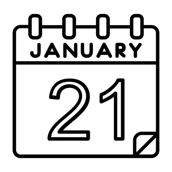 Januari Datum Enda Dag Kalender Kalenderdatum — Stock vektor