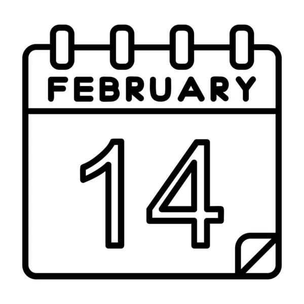 Febrero Diseño Icono Calendario Único Sobre Fondo Blanco Febrero Mes — Vector de stock