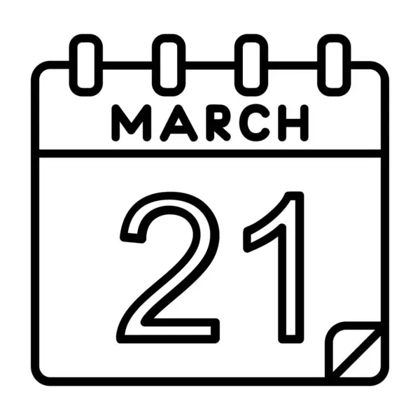 Março Data Único Dia Calendário Calendário Ícone Fundo Branco Ilustração — Vetor de Stock