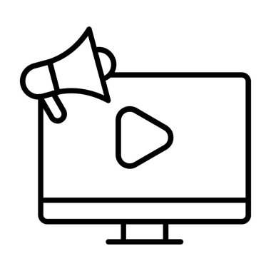 Megafon ikonlu video oynatıcı. satır biçimi