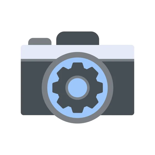 Camera Instelling Pictogram Platte Stijl — Stockvector