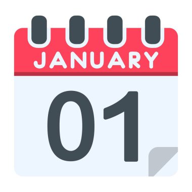 1 January Icon in Flat style clipart