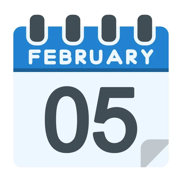 Febrero Icono Estilo Plano — Vector de stock