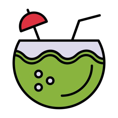 Coconut Drink Vector Icon Design