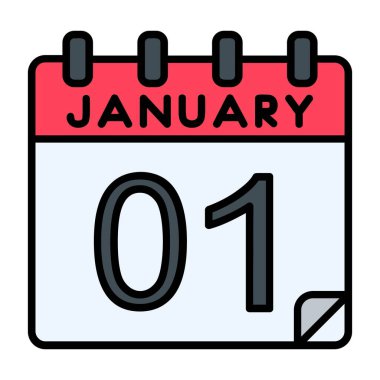 1 Ocak Vektör Simgesi Tasarımı