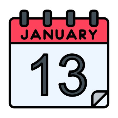 13 Ocak Vektör Simgesi Tasarımı