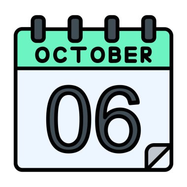 6 Ekim Vektör Simgesi Tasarımı