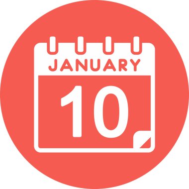 Vektör çizimi. 10 Ocak tarihli takvim