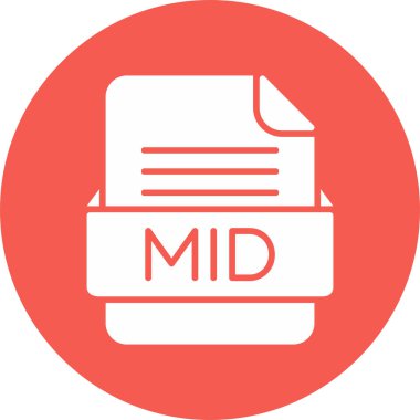 dosya biçimi MID simgesi, vektör illüstrasyonu 