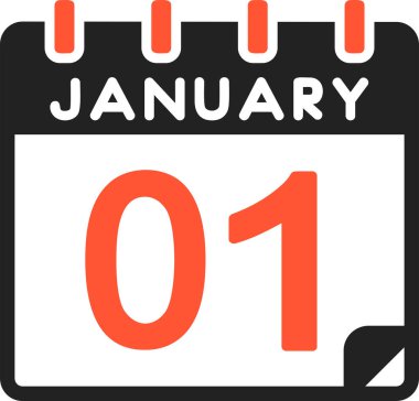 1 Ocak simgesi, basit illüstrasyon tasarımı