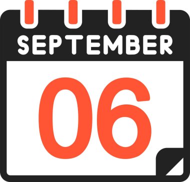 6 Eylül takvim simgesi, vektör illüstrasyonu