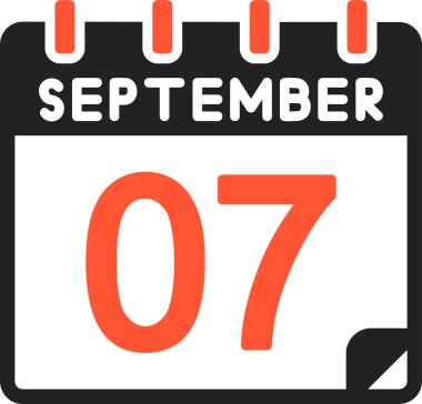 7 Eylül takvim simgesi, vektör illüstrasyonu