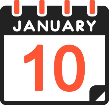 10 Ocak takvim simgesi, vektör illüstrasyonu