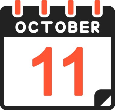 11 Ekim takvim simgesi, vektör illüstrasyonu