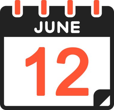 12 Haziran takvim simgesi, vektör illüstrasyonu