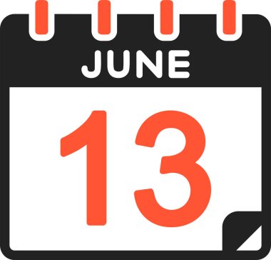 13 Haziran takvim simgesi, vektör illüstrasyonu