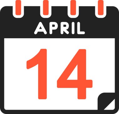 14 Nisan takvim simgesi, vektör illüstrasyonu