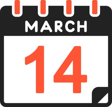 14 Mart takvim simgesi, vektör illüstrasyonu