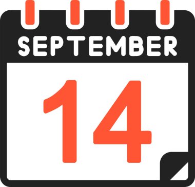 14 Eylül takvim simgesi, vektör illüstrasyonu