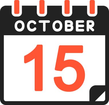 15 Ekim takvim simgesi, vektör illüstrasyonu