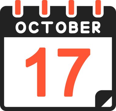 17 Ekim takvim simgesi, vektör illüstrasyonu