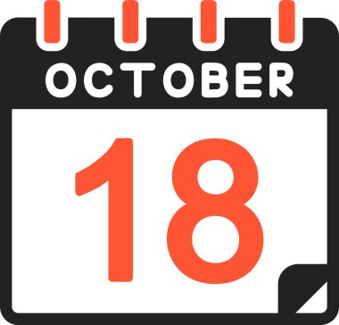 18 Ekim takvim simgesi, vektör illüstrasyonu