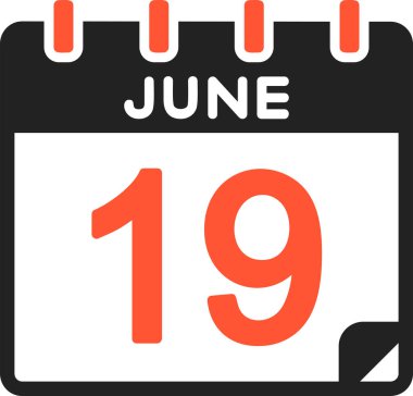 19 Haziran takvim simgesi, vektör illüstrasyonu