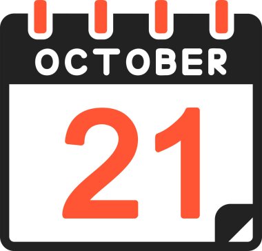 21 Ekim takvim simgesi, vektör illüstrasyonu