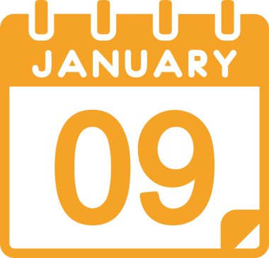 Vektör çizimi. Takvim 09 Ocak tarihli