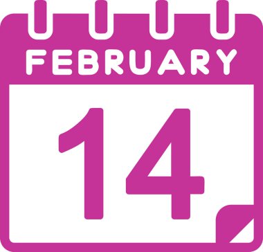 Vektör çizimi. 14 Şubat tarihli takvim